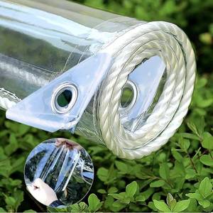 lot 1123 image: Clear PVC Vinyl Tarp with Grommets