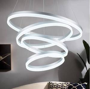 lot 1126 image: Modern LED 4-Ring Spiral Chandelier