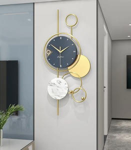 lot 1141 image: Large Wall Clocks for Living Room Decor Big Modern Wall Clock Battery Operated Silent Non-Ticking for Bedroom Office Kitchen Home Decoration Gold Metal Unique Wall Watch Clock 15 x 30