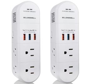 lot 1232 image: Bell &amp Howell Swivel Power 9 Outlet Surge, 2 Pack