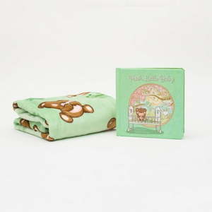 lot 1234 image: Binks & Books Hush Little Baby Infant Story Book and Baby Blanket Green Unisex