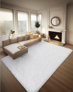 lot 1304 image: Plush White Shag Area Rug - Modern Living Room Carpet
