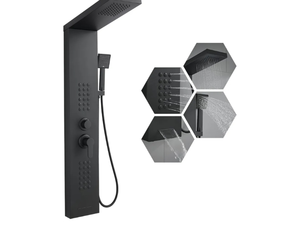 lot 1066 image: Modern Matte Black Shower Panel System