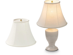 lot 1070 image: Lamp Shade Set of 2 ELFCAB, Large Barrel Lampshade for Floor Light and Table Lamp 7 x 14 x 11 Inch, DIY Fabric Natural Linen Hand Crafted, Spider (Beige)
