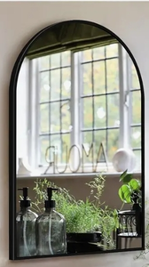 lot 1157 image: OGCAU 42x24 Inch Black Mirror Wall Mirror for Bathroom, Black Metal Frame, Arched Wall Mounted Mirror, Bathroom Vanity Mirror for Living Room Entryway (Black)