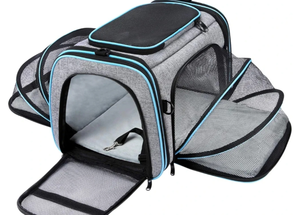lot 1169 image: Airline Approved Pet Carrier, Large Soft Sided Pet Travel TSA Carrier 4 Sides Expandable Cat Collapsible Carrier with Removable Fleece Pad and Pockets for Cats Dogs and Small Animals