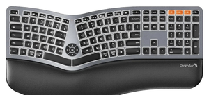 lot 1170 image: ProtoArc Backlit Wireless Ergonomic Keyboard, EK01 Plus Full Size Ergo Keyboard with Wrist Rest, Split Design, USB-C Charging, Bluetooth and USB, Natural Typing Compatible with WindowsMacAndroid