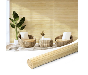 lot 1185 image: Art3d Natural Bamboo Wall Panel for Interior Wall Decor, Renewable Pole Wrap Wainscoting Paneling for Wall Ceiling Furniture Cabinet Office, 48 x 96 Inch -