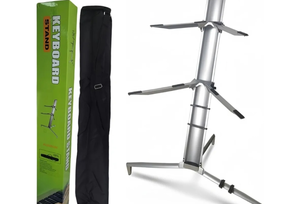 lot 1190 image: Miwayer Column Keyboard Stand Professional Heavy Duty Piano Stands Aluminum Alloy Foldable Double Adjustable Height for 61, 76, 88 Keys Keyboard Piano with Carry Bag (Silver)