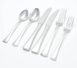 lot 1217 image: Lenox 1810 Stainless Steel 24-Pc Flatware Set with Steak Knives, Colington Creek