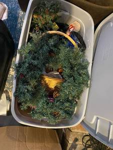 lot 327 image: Christmas totes of decor and wreaths
