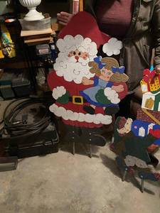 lot 209 image: Wooden Christmas lawn ornaments