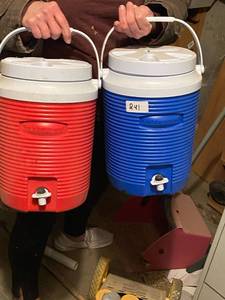 lot 242 image: (2) mid sized drink coolers for sports games camping