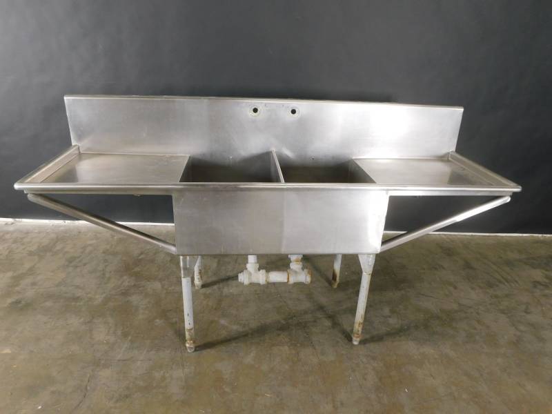 lot 9306 image: 2 Bay Stainless Steel Sink Sizes Pictured
