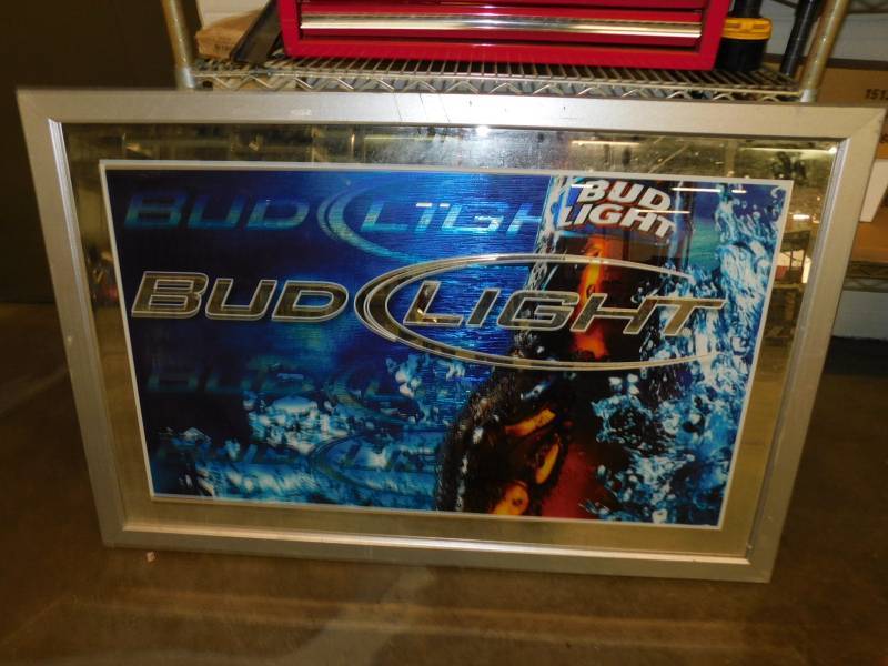 lot 9349 image: Bud Light Mirror Sizes Pictured