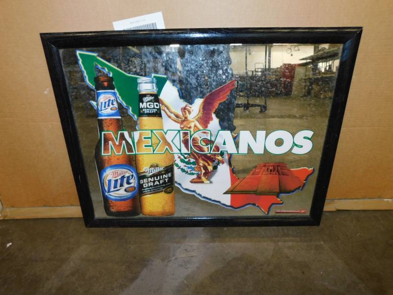 lot 9350 image: Miller Lite Mirror Sizes Pictured