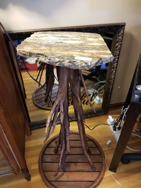 lot 9016 image: Repurposed Marble Side Table