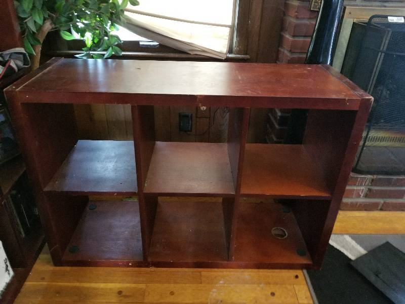 lot 9166 image: Wooden Storage Shelfs