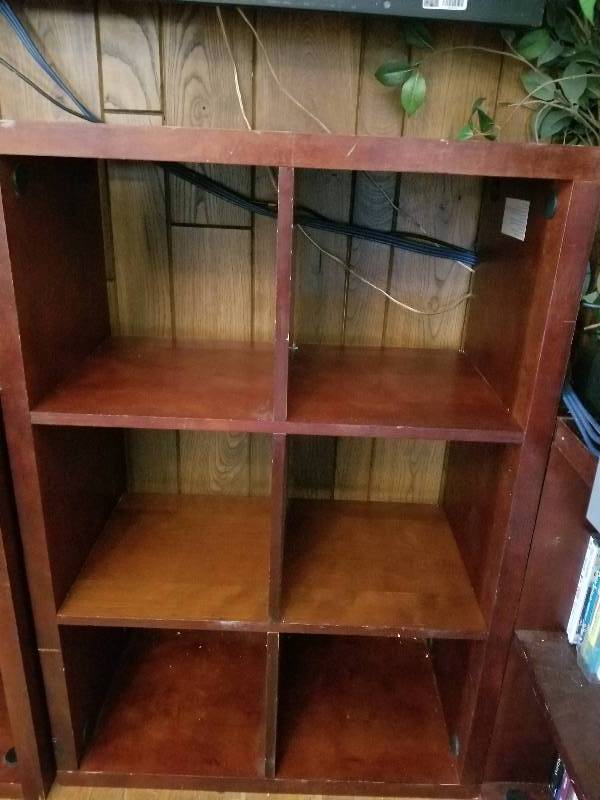 lot 9172 image: Wooden Storage Shelfs