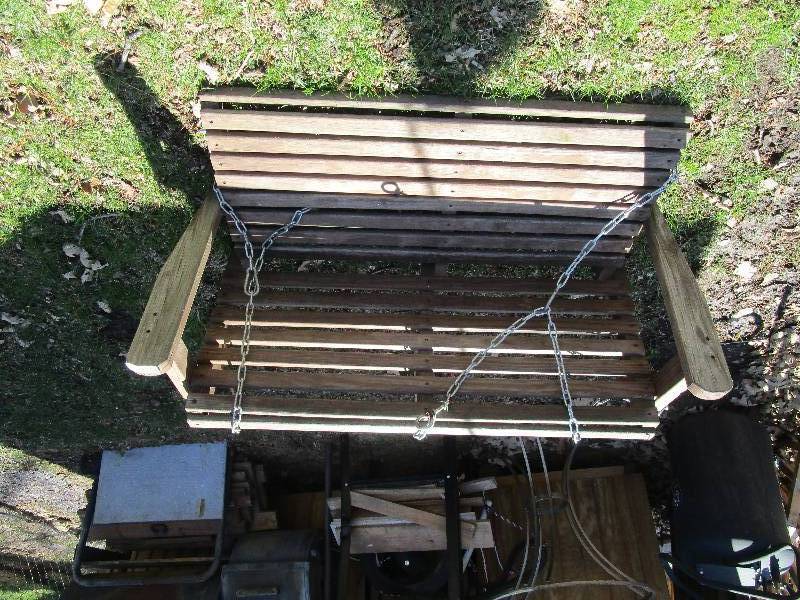 lot 9183 image: Wooden Swinging Bench