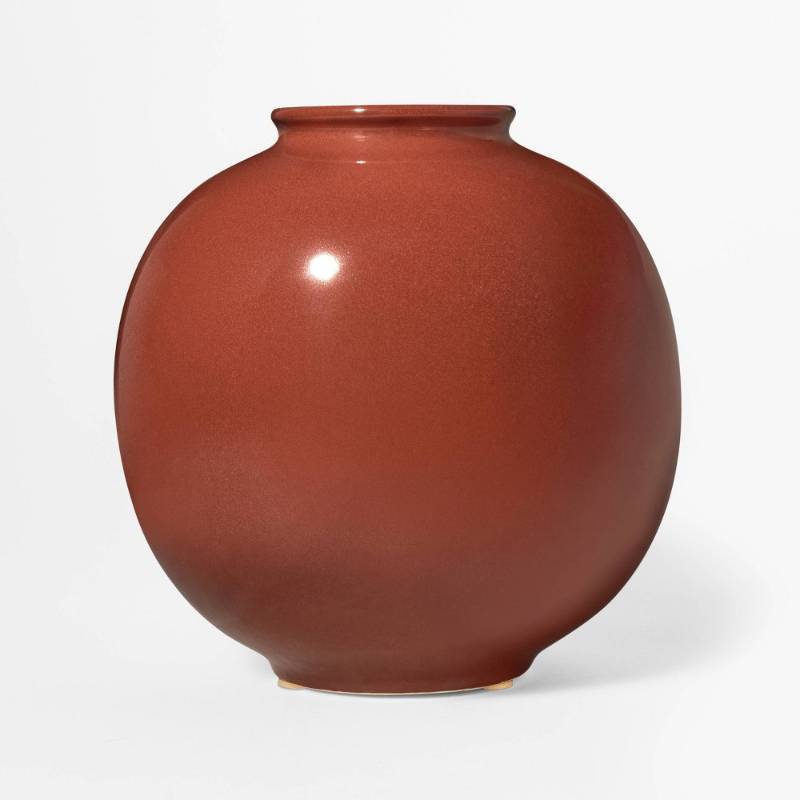 lot 4126 image: Ceramic Round Decorative Vase Dark Red - Threshold designed with Studio McGee Watertight, Tabletop Display, 7.87 Height