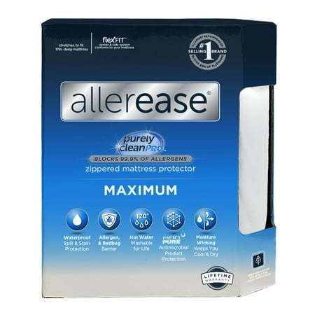 lot 4129 image: Allerease Maximum Allergy Relief Zippered Mattress Protector Twin
