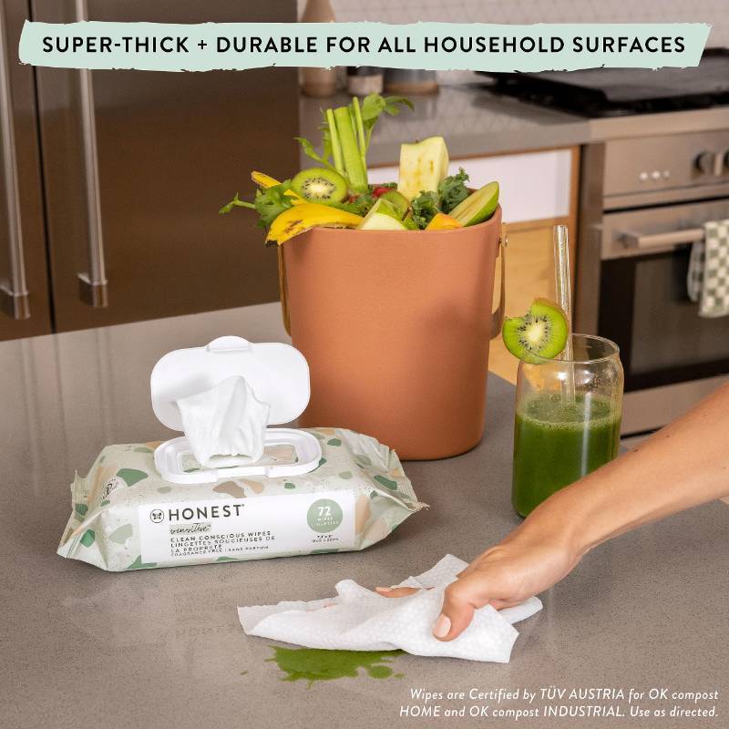 lot 4134 image: The Honest Company Clean Conscious Unscented Wipes  Over 99% Water, Compostable, Plant-Based, Baby Wipes  Hypoallergenic for Sensitive Skin, EWG Verified  Geo Mood, 72 Count