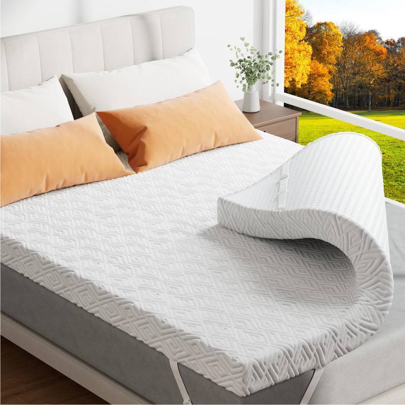lot 4184 image: zibroges Memory Foam Mattress Topper - 3 Inch Gel Mattress Pad for Pressure Relief, Premium Soft Cooling Sleep Bed Topper, Non-Slip Design with Removable &amp Washable Cover, CertiPUR-US CertifiedFull, Retail $140