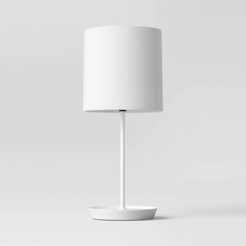 lot 4186 image: Stick Table Lamp White (Includes LED Light Bulb) - Room Essentials Modern Design, USB Port, No Assembly