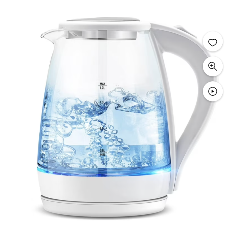 lot 4118 image: Electric Kettle - 1.7L Hot Water Boiler - Glass Tea kettle with Wide Opening and Led Indicator, Auto Shut-Off and Boil-Dry Protection