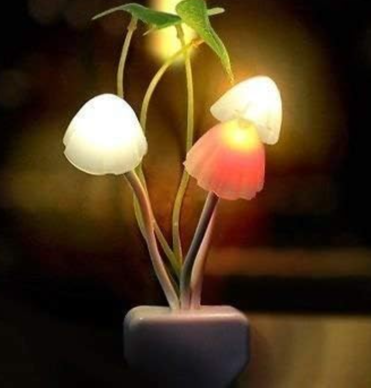 lot 4214 image: F&N Home Decor Mushroom Shape Automatic Sensor LED Color Changing Light Night Lamp (White)