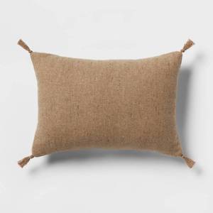 lot 3894 image: Oblong Traditional Tweed Decorative Throw Pillow Natural Brown - Threshold