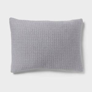 lot 3900 image: King Jersey Quilt Sham Dark Gray - Threshold Cotton Knitted, Check Jacquard Pattern, Machine Washable