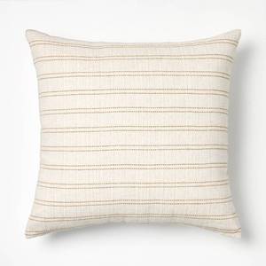 lot 3905 image: Oversize Woven Striped Square Throw Pillow NeutralDark Tan - Threshold designed with Studio McGee