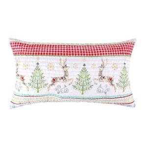 lot 3917 image: Merry & Bright by Levtex Home - Comet and Cupid - Quilted King Sham - Holiday Deer and Christmas Trees - Red Green White Teal - Reversible - Microfiber
