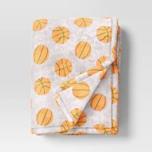 lot 3919 image: Basketball Plush Throw Blanket Gray
