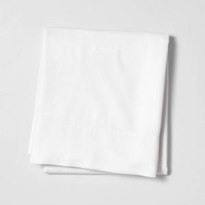 lot 3920 image: Full Linen Blend Flat Sheet White - Casaluna Woven Lyocell & Linen, OEKO-TEX Certified, 96 Thread Count