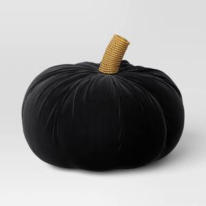 lot 3926 image: Shaped Velvet Pumpkin Black - Threshold Halloween Novelty Plush Throw Pillow, Indoor Decor, Polyester Fill