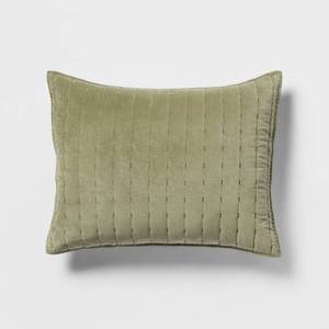 lot 3929 image: Standard Channel Stitch Velvet Quilt Sham Green - Threshold Cotton Backing, OEKO-TEX Certified, No Flange