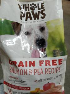 lot 3962 image: Whole Paws 4 Lb Grain Free Salmon & Pea Dry Dog Food - Exp 10821