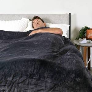 lot 3992 image: Brookstone Twin Heated Blanket Gray Plush