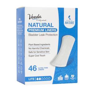lot 4017 image: Veeda Natural Premium Ultra Thin Panty Liners for Women - Breathable Thin Daily Liners are Always Chlorine and Toxin Free - Hypoallergenic & Long Length Pantiliners - Lite Absorbency - 46 Count