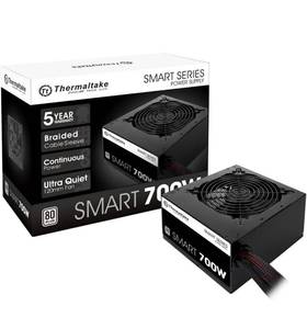 lot 4059 image: Thermaltake Smart 700W 80 Plus White Certified PSU, Continuous Power with 120mm Ultra Quiet Fan, ATX 12V V2.3EPS 12V Active PFC Power Supply