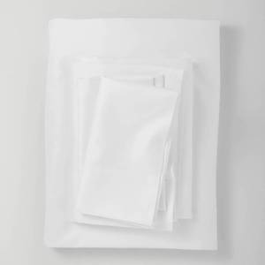 lot 4076 image: TwinTwin XL 300 Thread Count Temperature Regulating Solid Sheet Set White - Casaluna Cooling Cotton Blend, Satin Weave, OEKO-TEX Certified