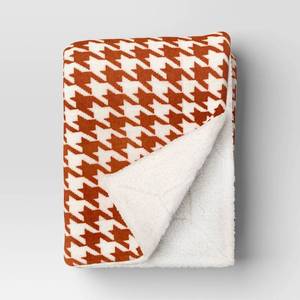 lot 4096 image: Printed Plush Houndstooth Throw with Faux Shearling Reverse Soft OrangeCream - Threshold