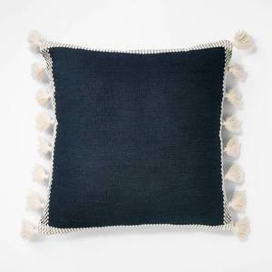 lot 4099 image: Woven Frame Square Throw Pillow with Side Tassels - Threshold designed with Studio McGee Cotton, Indoor, Hidden Zipper