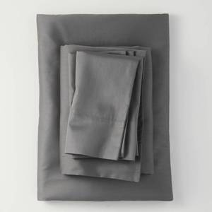lot 4103 image: Full 300 Thread Count Temperature Regulating Solid Sheet Set Dark Gray - Casaluna Cooling Cotton-Polyester Blend, OEKO-TEX Certified