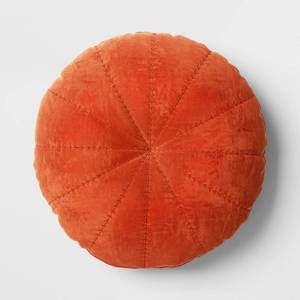 lot 4108 image: Round Cotton Velvet Quilted Pillow Soft Orange - Threshold