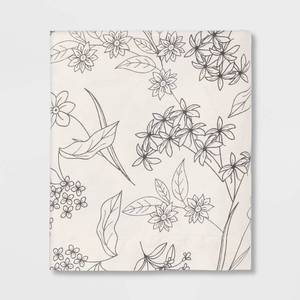 lot 4112 image: TwinTwin XL Easy Care Cotton Blend Sateen Flat Sheet Gray Floral - Room Essentials