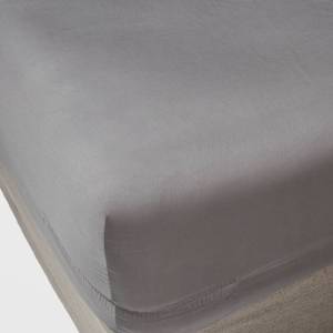 lot 4115 image: Queen 400 Thread Count Performance Fitted Sheet Dark Gray - Threshold Cotton Sateen, Machine Washable, Fits 18 Mattress